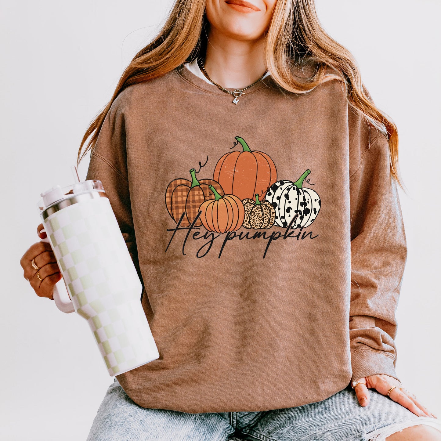 Hey Pumpkin Cursive | Lightweight Garment Dyed Sweatshirt