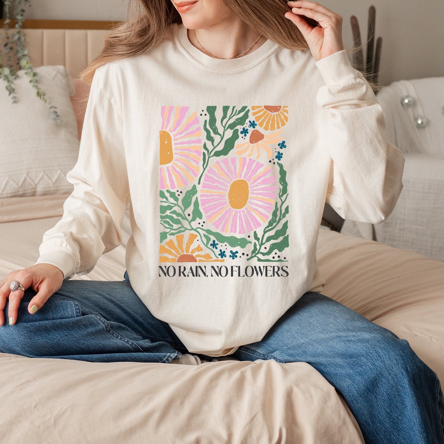 Boho No Rain No Flowers | Garment Dyed Long Sleeve