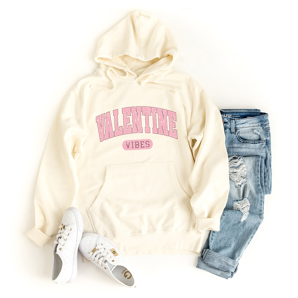 Valentine Vibes Distressed | Hoodie