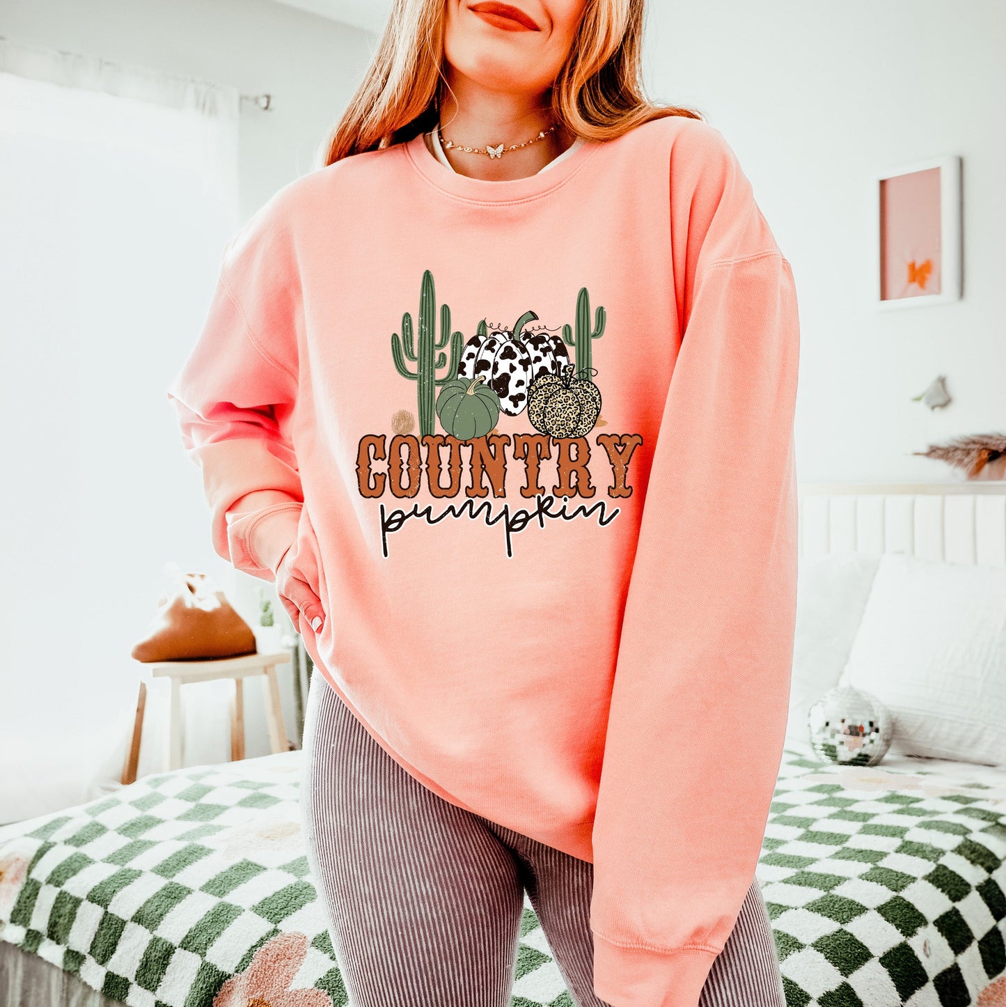 Country Pumpkin Cactus | Lightweight Garment Dyed Sweatshirt