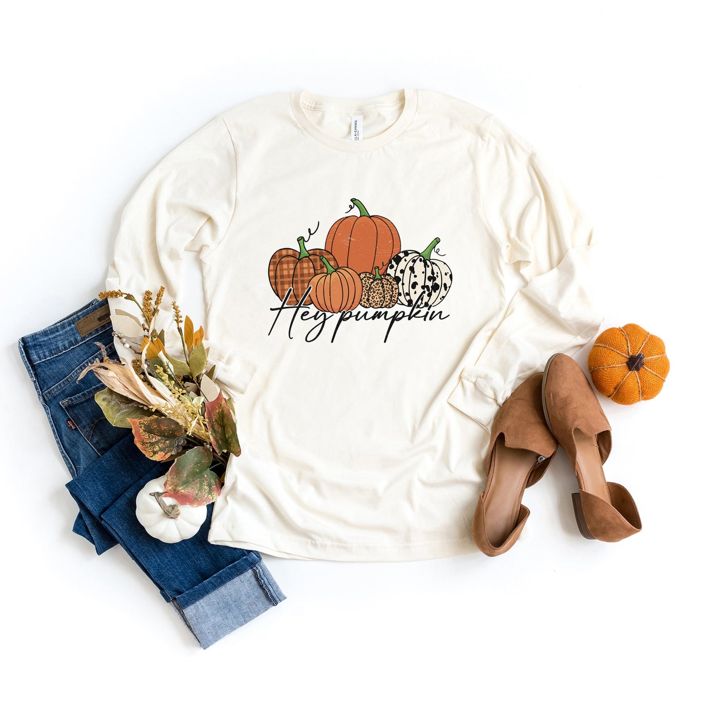 Hey Pumpkin Cursive | Long Sleeve Crewneck