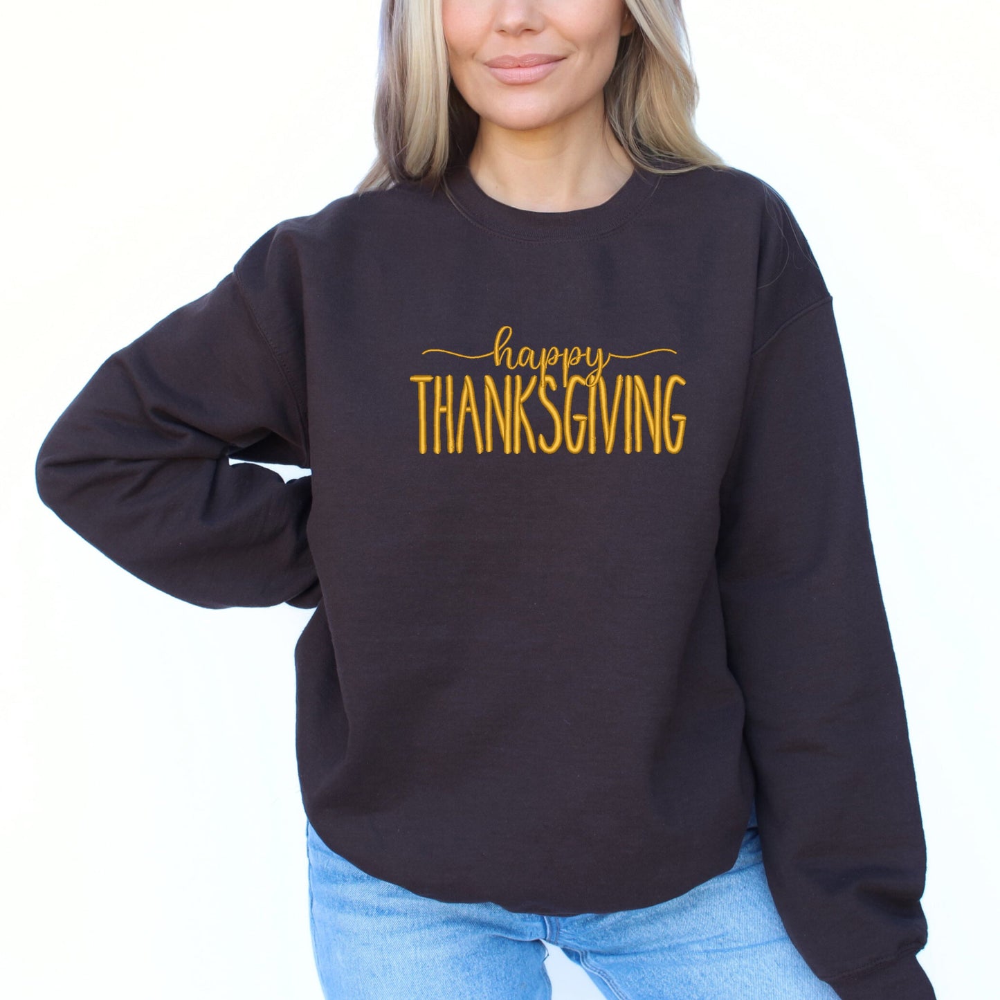 Happy Thanksgiving Embroidered  | Sweatshirt