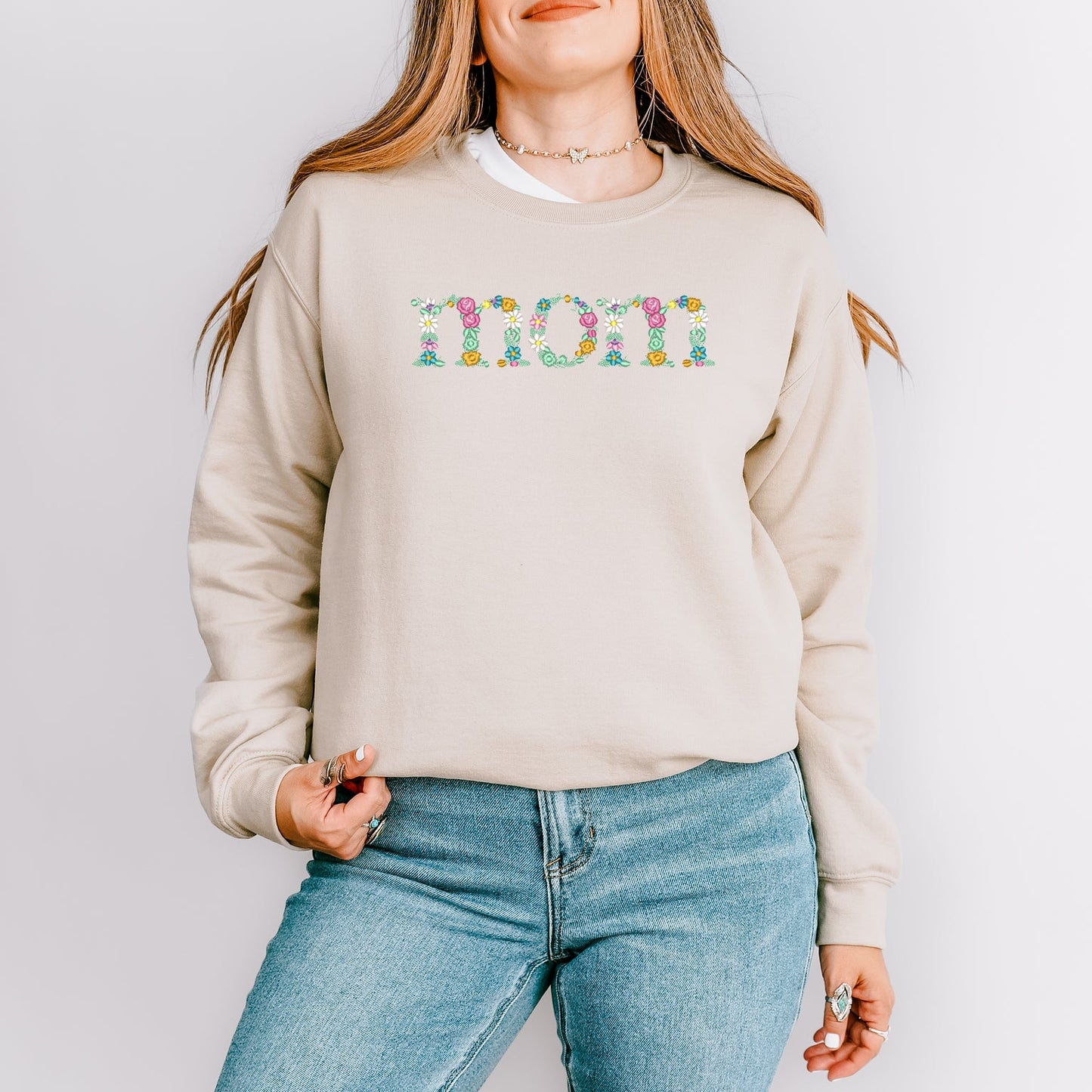 Embroidered Mom Floral | Sweatshirt