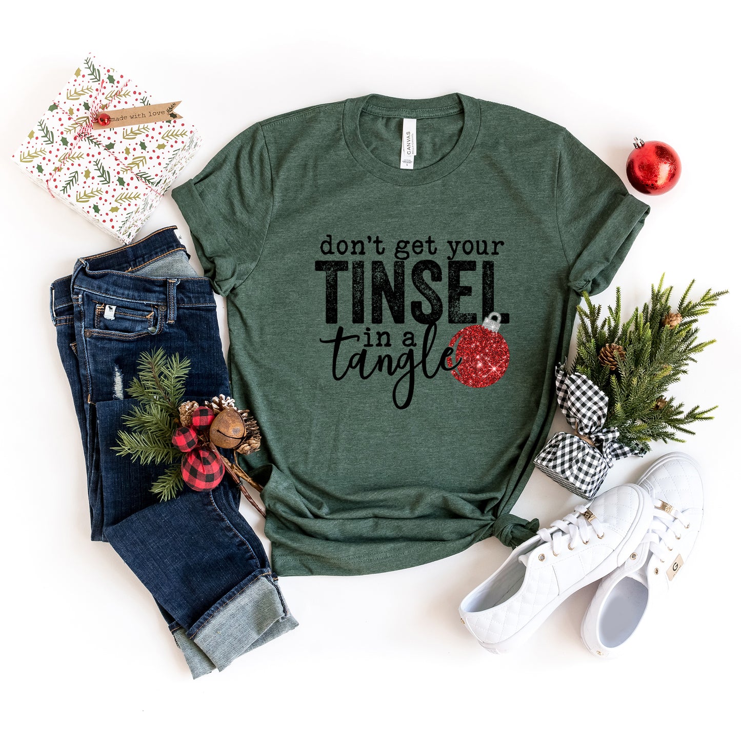 Tinsel in a Tangle Bulb | Short Sleeve Crewneck