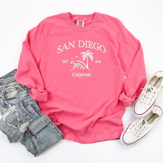 Embroidered San Diego | Garment Dyed Long Sleeve