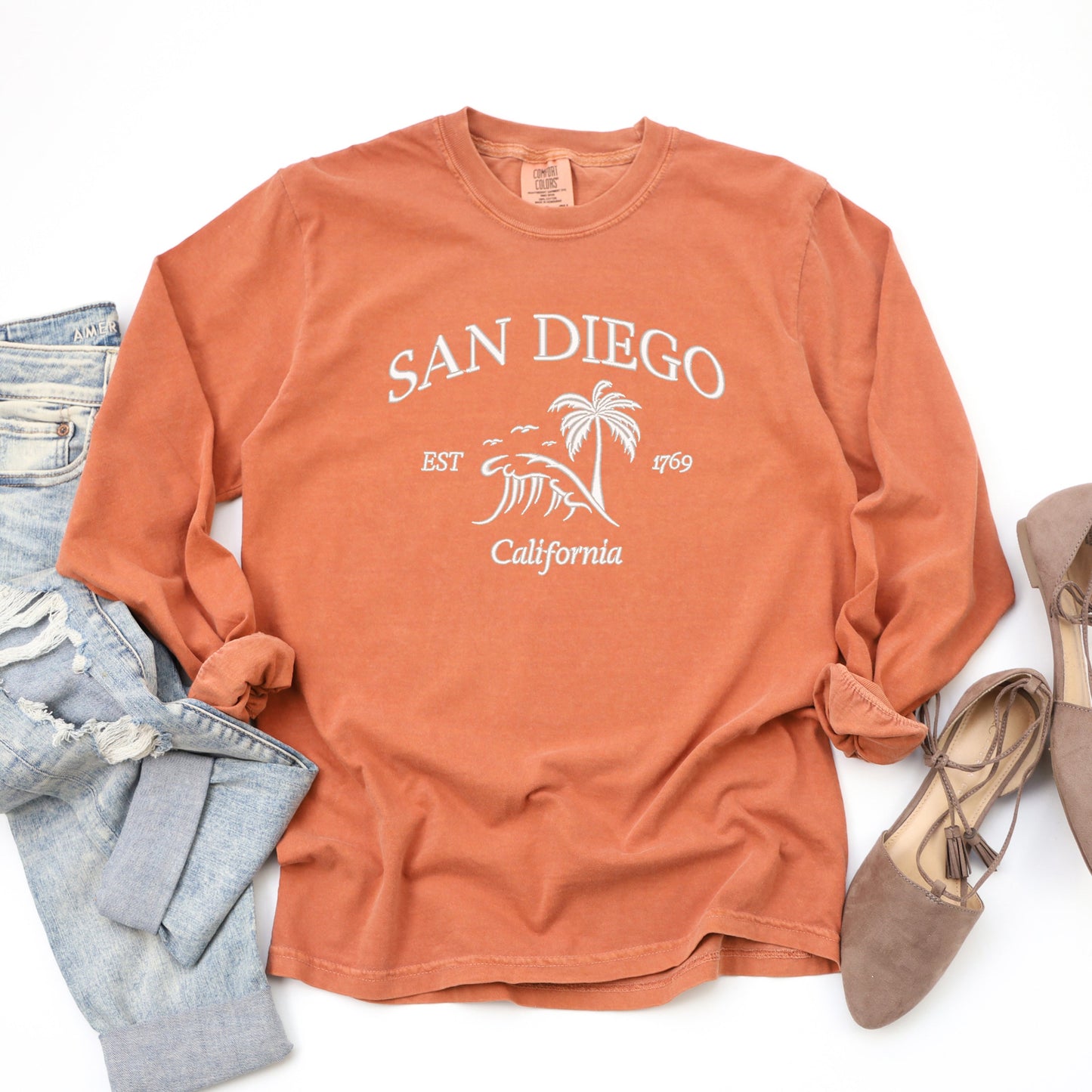 Embroidered San Diego | Garment Dyed Long Sleeve