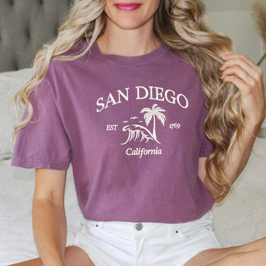 Embroidered San Diego | Garment Dyed Short Sleeve Tee