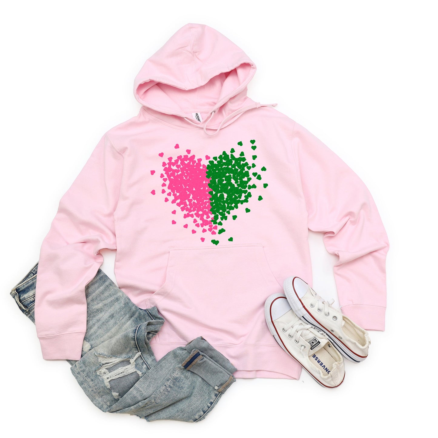 Pink and Green Heart | Hoodie