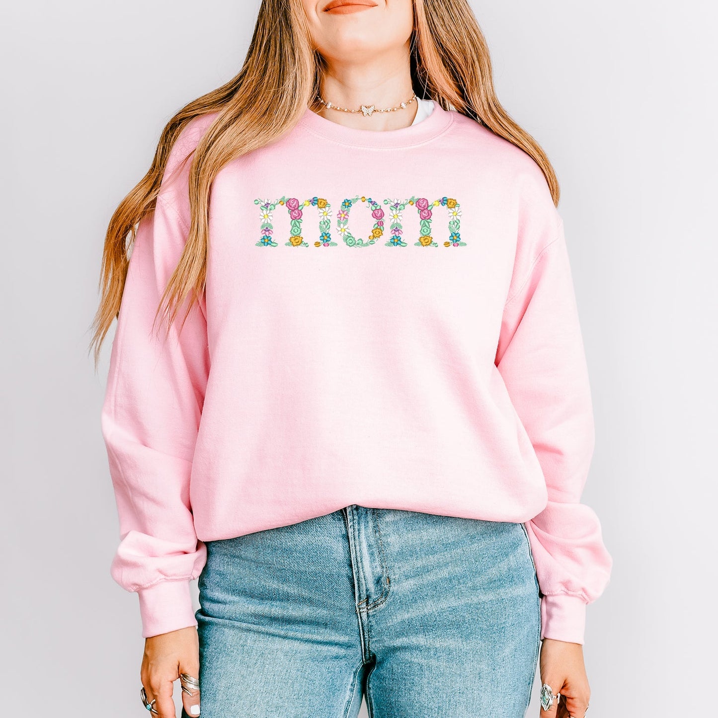 Embroidered Mom Floral | Sweatshirt