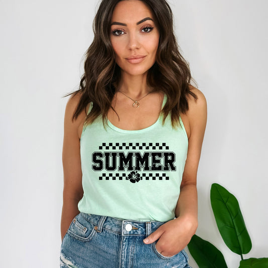 Checkered Summer Varsity | Racerback Tank