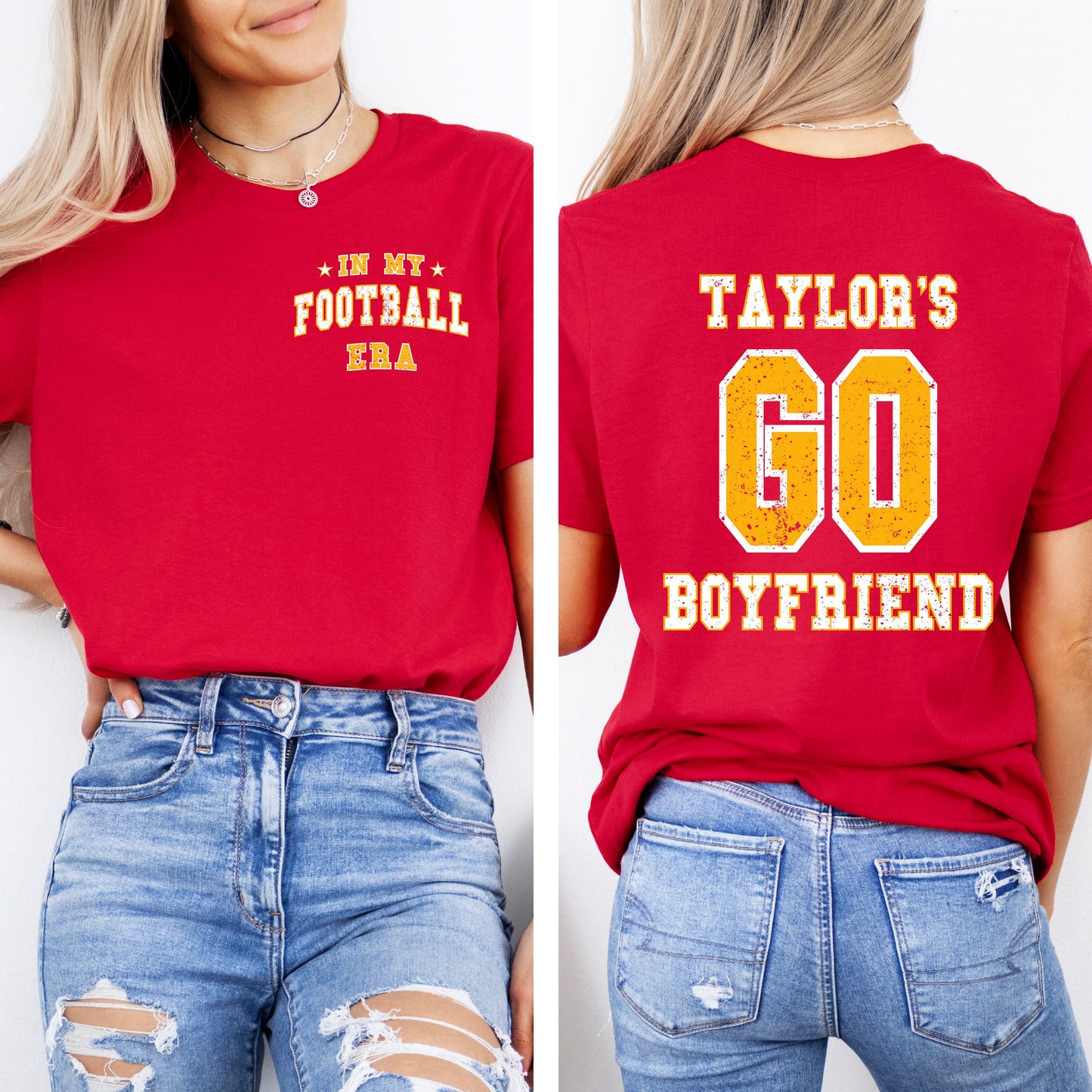 Taylor's Football Era | Front and Back Short Sleeve Crew Neck