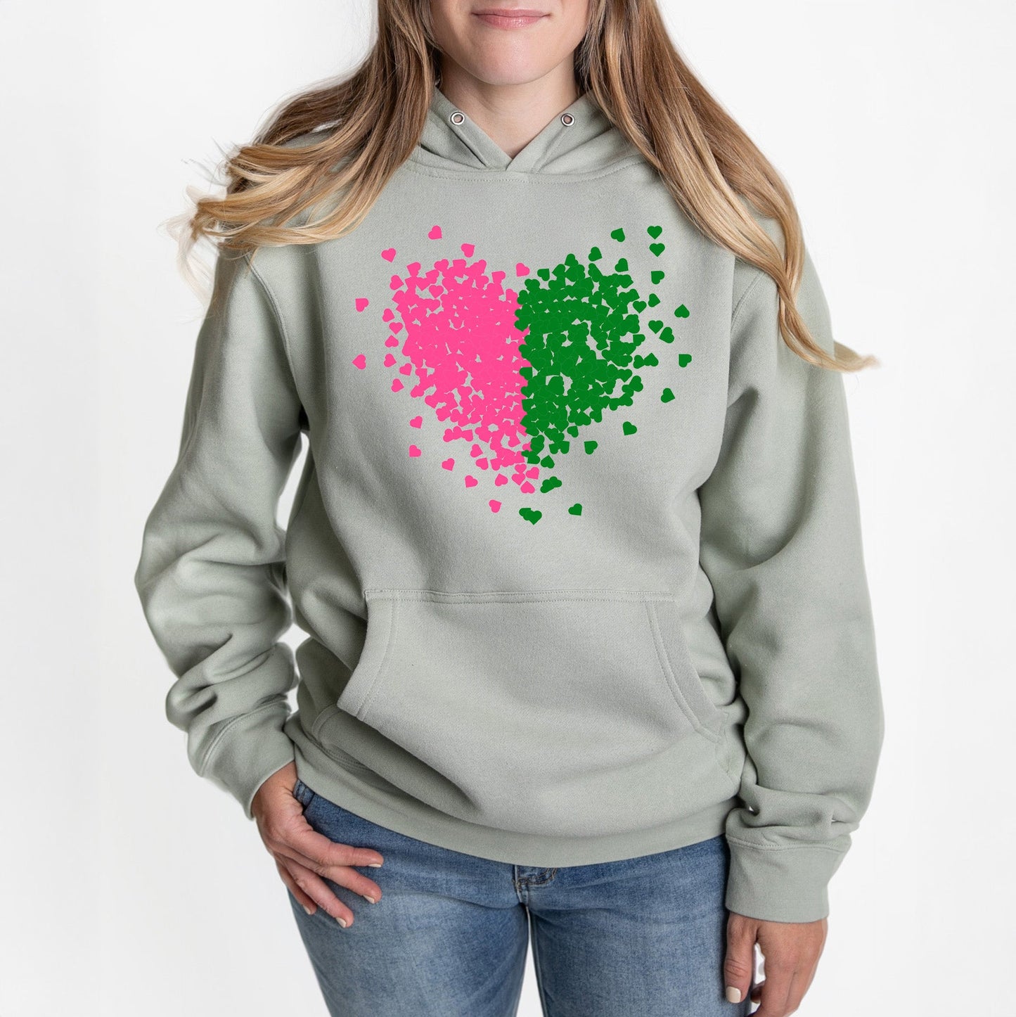 Pink and Green Heart | Hoodie