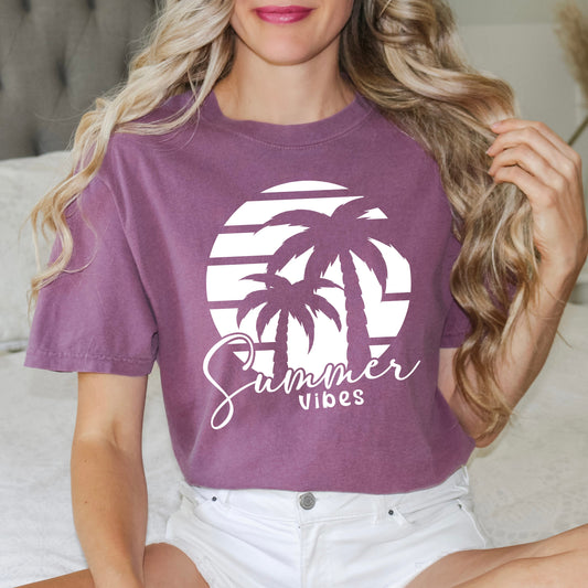 Summer Vibes Palm Trees | Garment Dyed Short Sleeve Tee