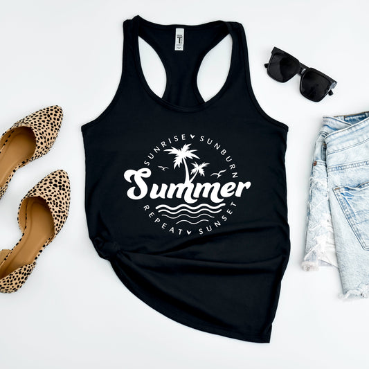 Summer Sunrise Sunburn Sunset Repeat | Racerback Tank