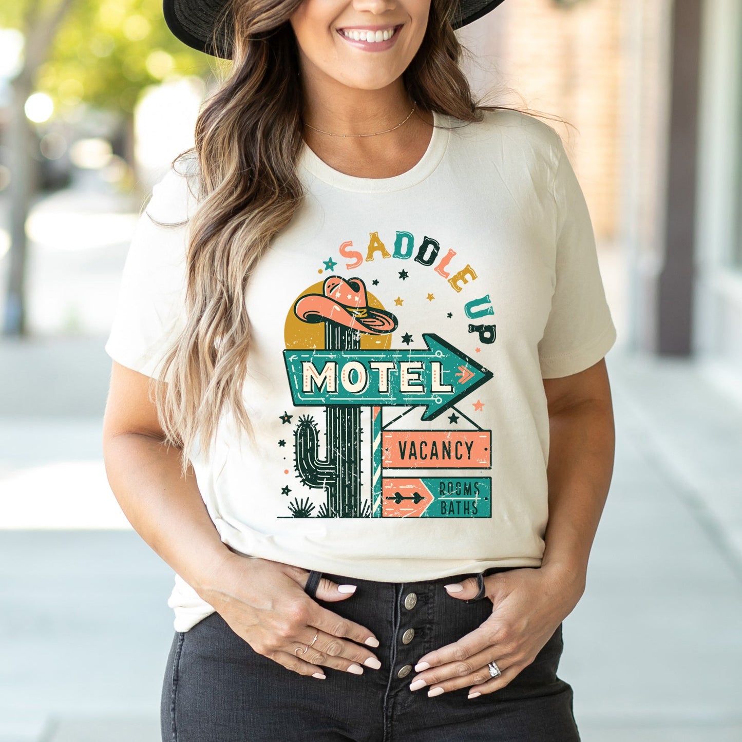 Saddle UP Motel Distressed | Short Sleeve Crewneck