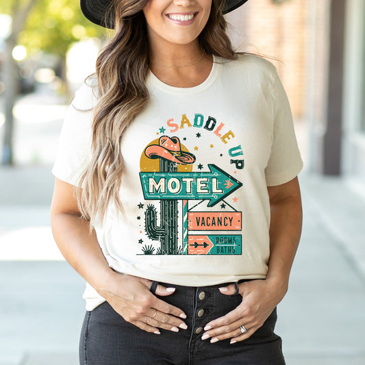 Saddle UP Motel Distressed | Short Sleeve Crewneck