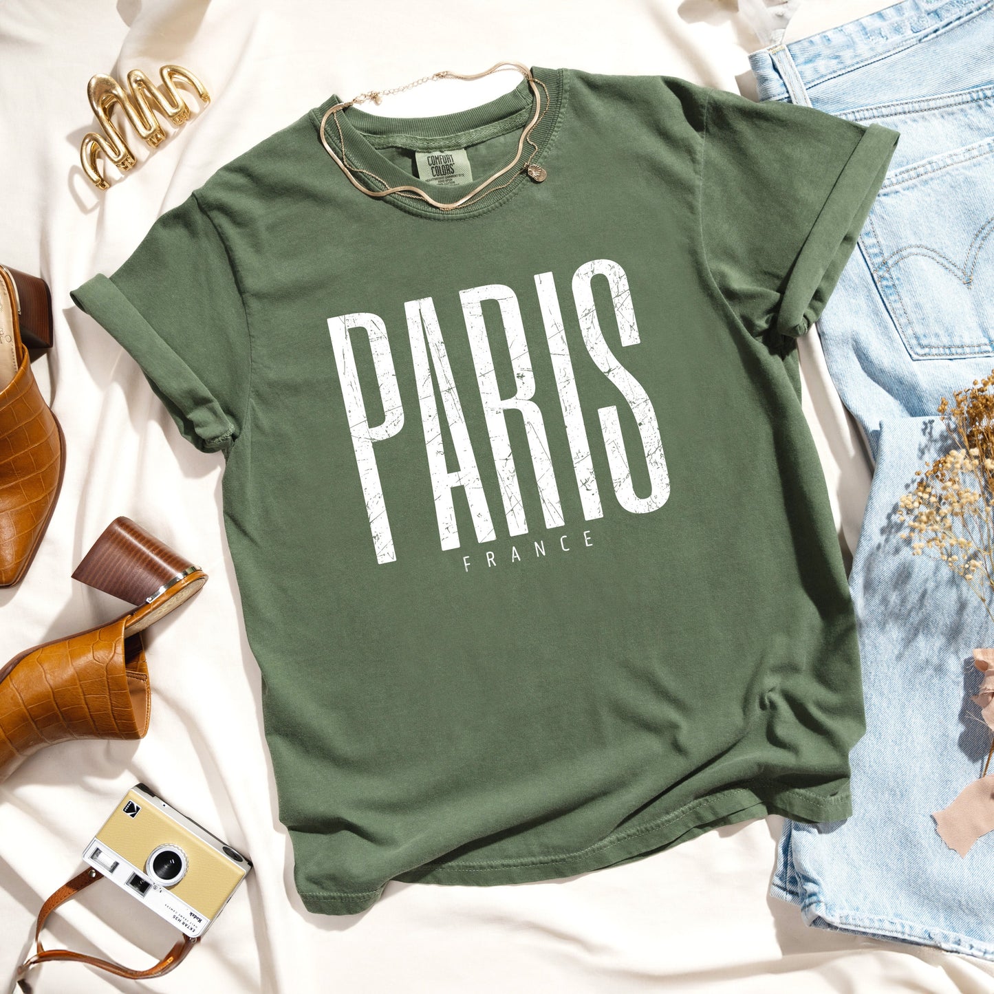 Paris France Distressed | Garment Dyed Tee