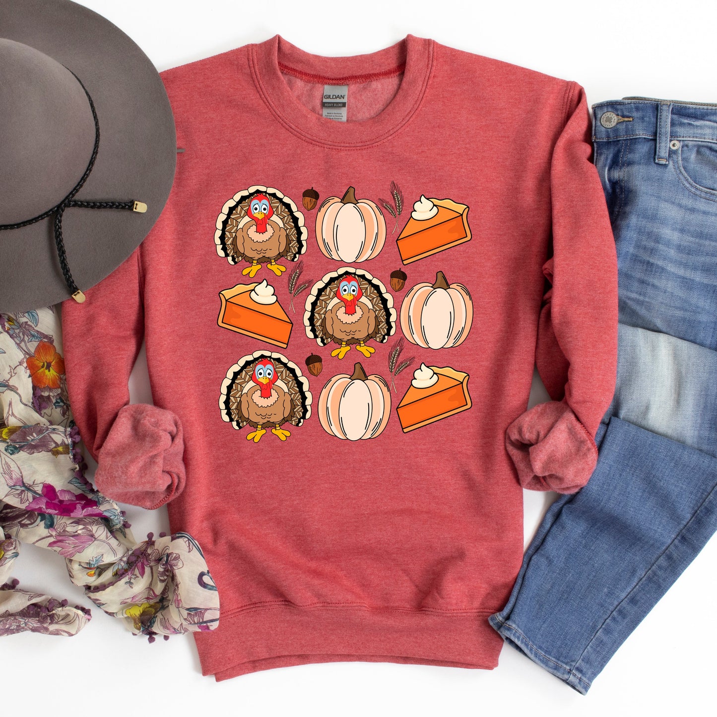 Turkey Pumpkin Pie Grid | Sweatshirt