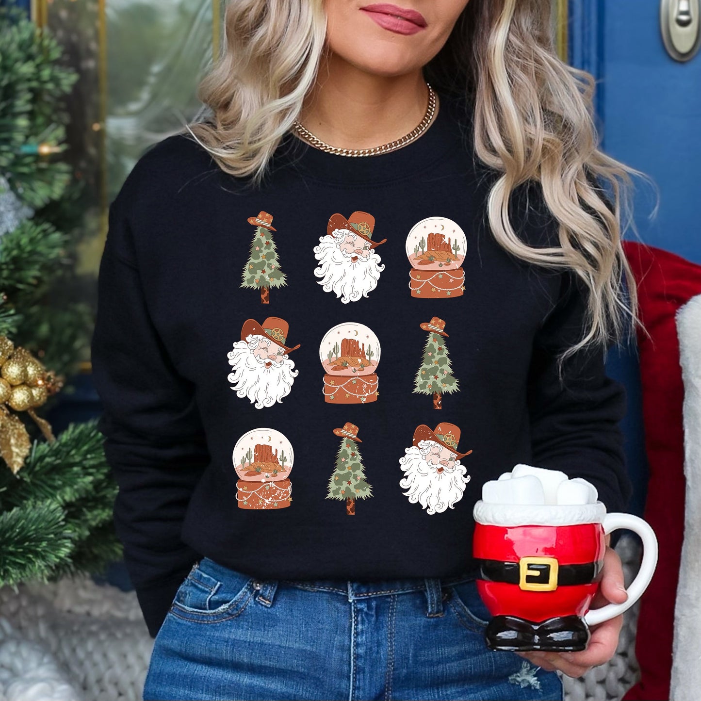 Western Santa Snow Globe | Sweatshirt