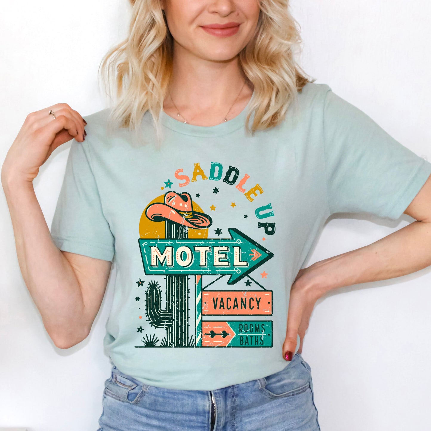 Saddle UP Motel Distressed | Short Sleeve Crewneck