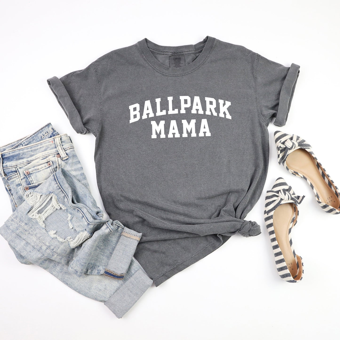 Varsity Ballpark Mama | Garment Dyed Short Sleeve Tee