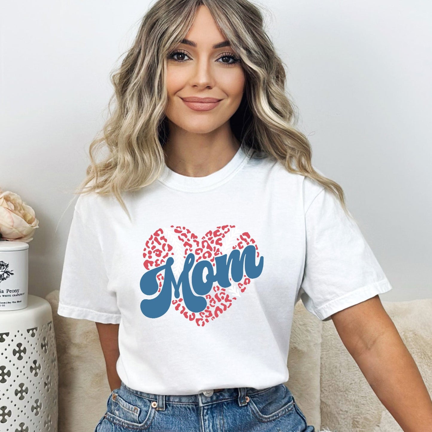 Baseball Mom Heart | Garment Dyed Short Sleeve Tee