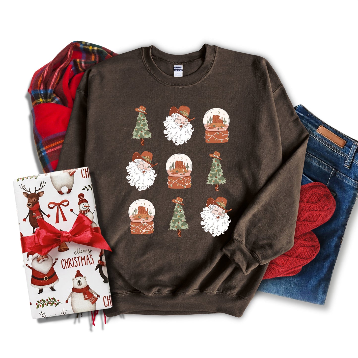 Western Santa Snow Globe | Sweatshirt