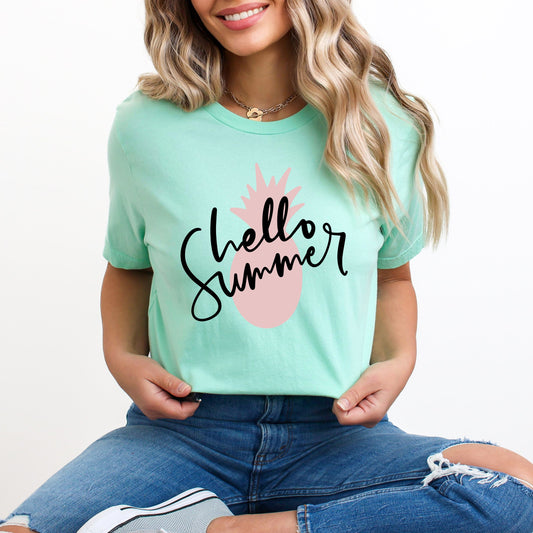 Hello Summer Pineapple | Short Sleeve Graphic Tee