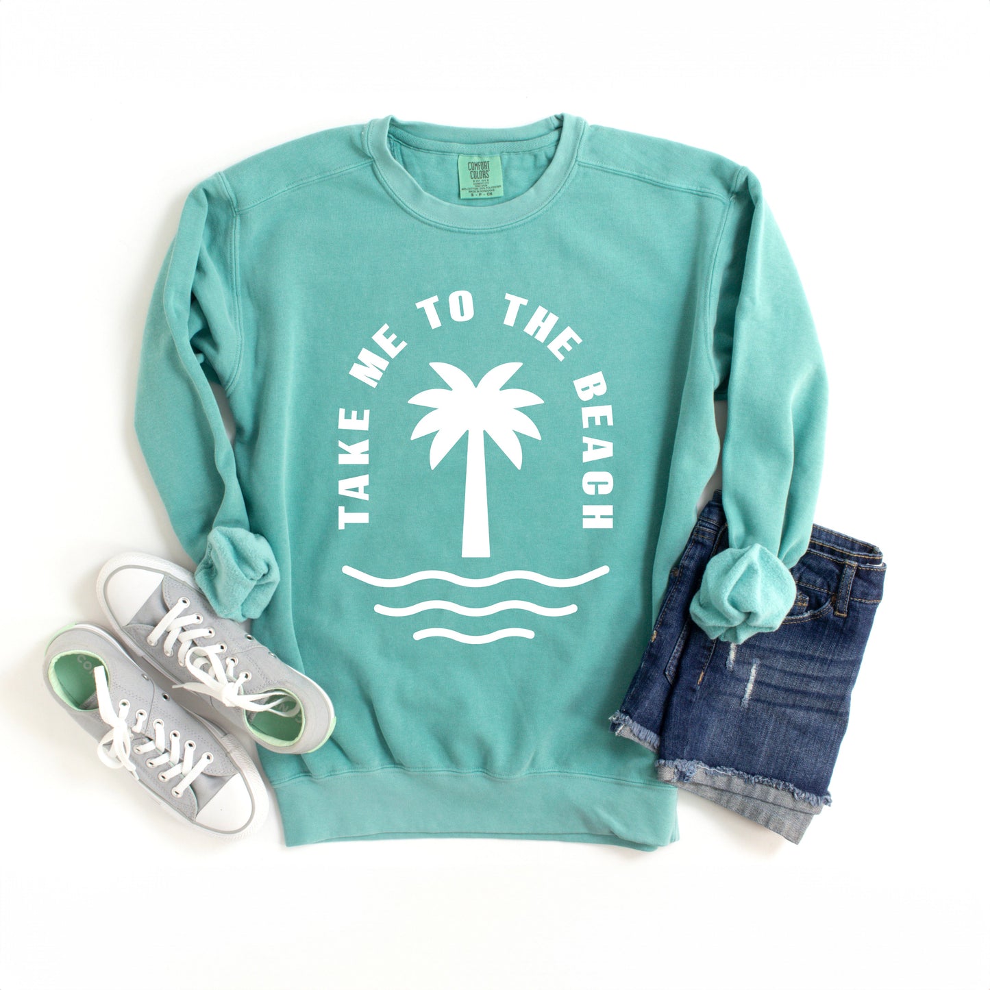 Take Me To The Beach Palm Tree | Garment Dyed Sweatshirt