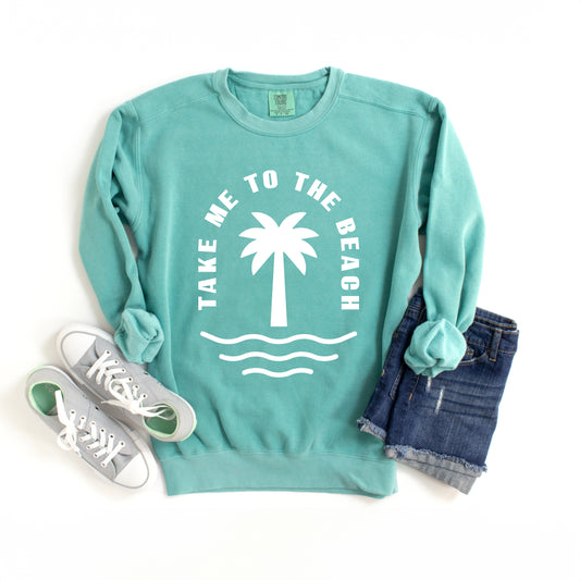 Take Me To The Beach Palm Tree | Garment Dyed Sweatshirt