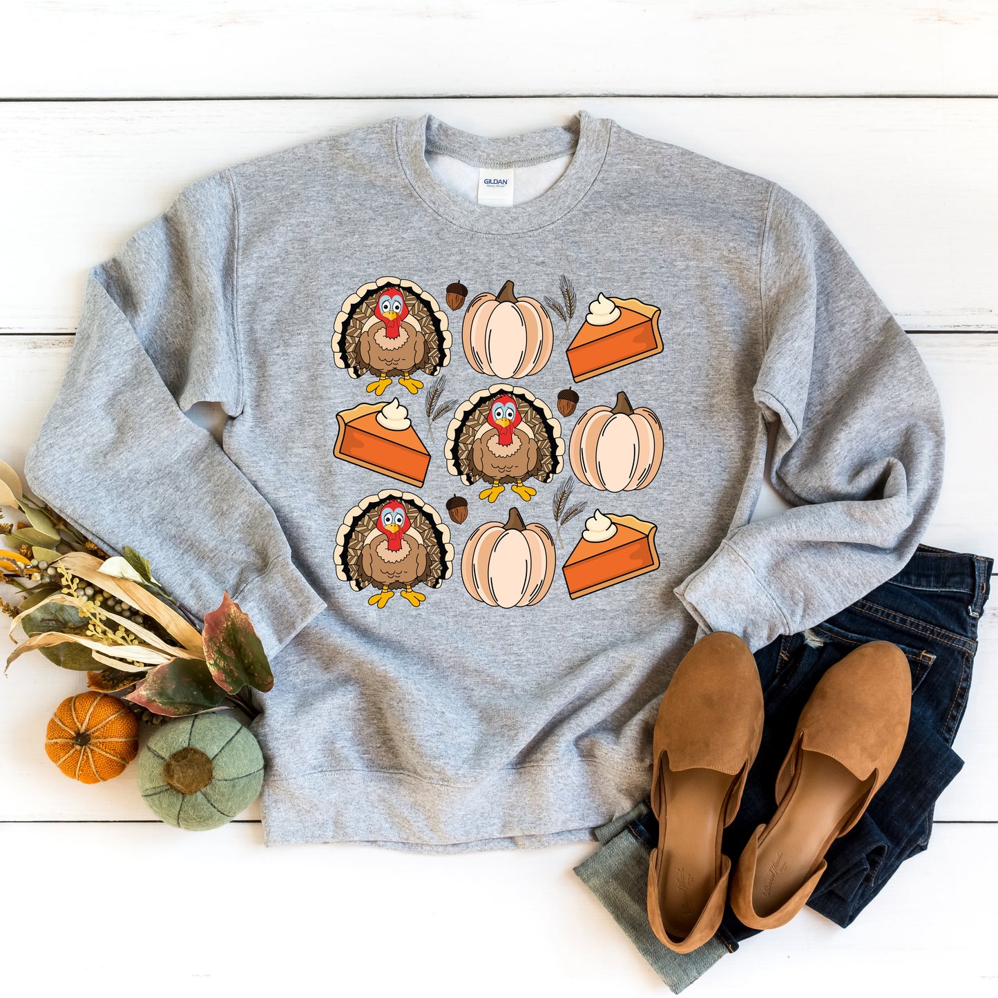 Turkey Pumpkin Pie Grid | Sweatshirt