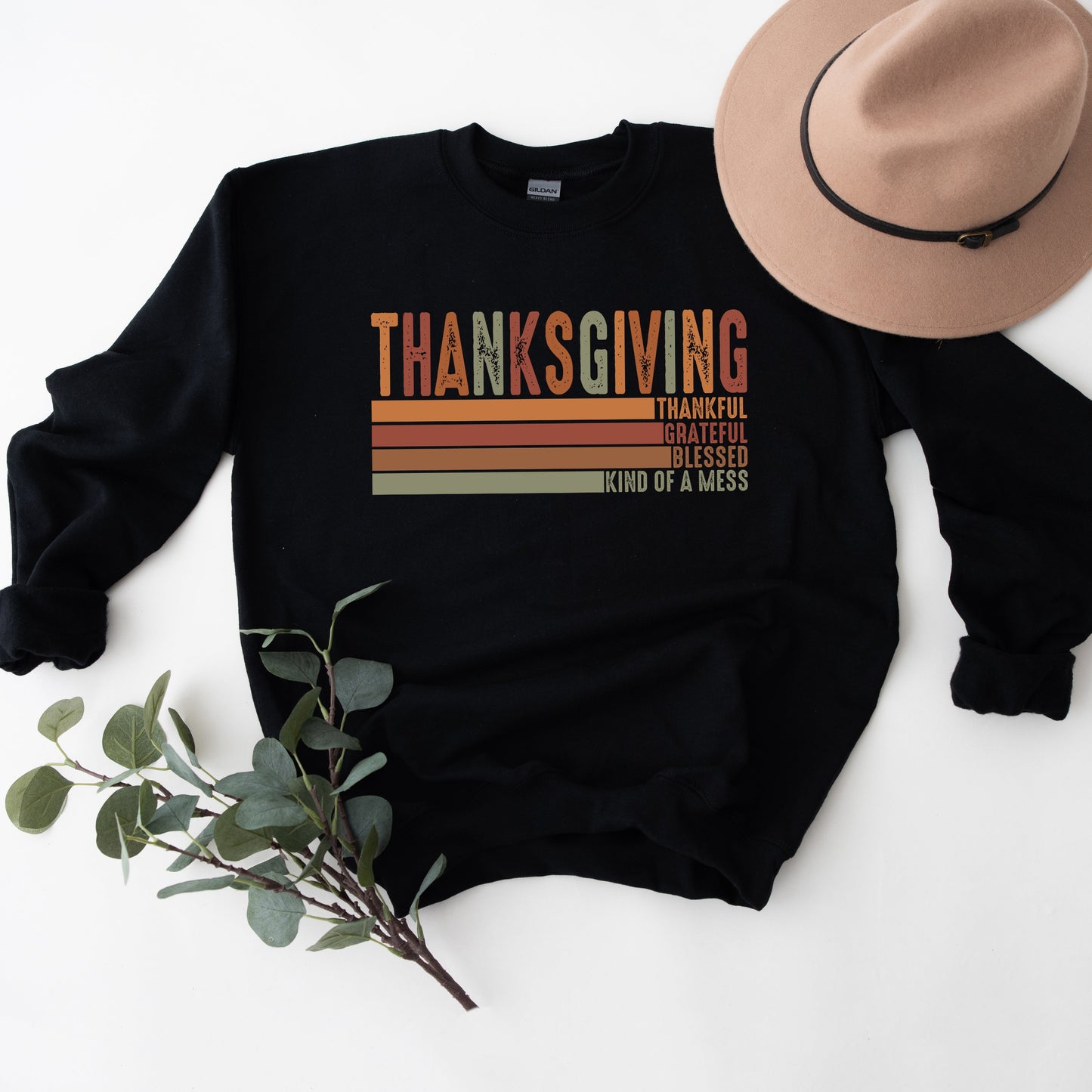 Thanksgiving Stripe Distressed | Sweatshirt