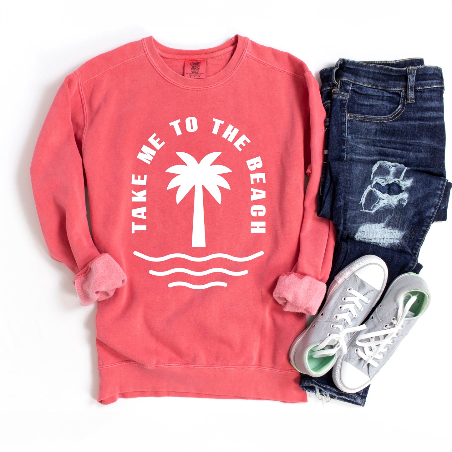 Take Me To The Beach Palm Tree | Garment Dyed Sweatshirt