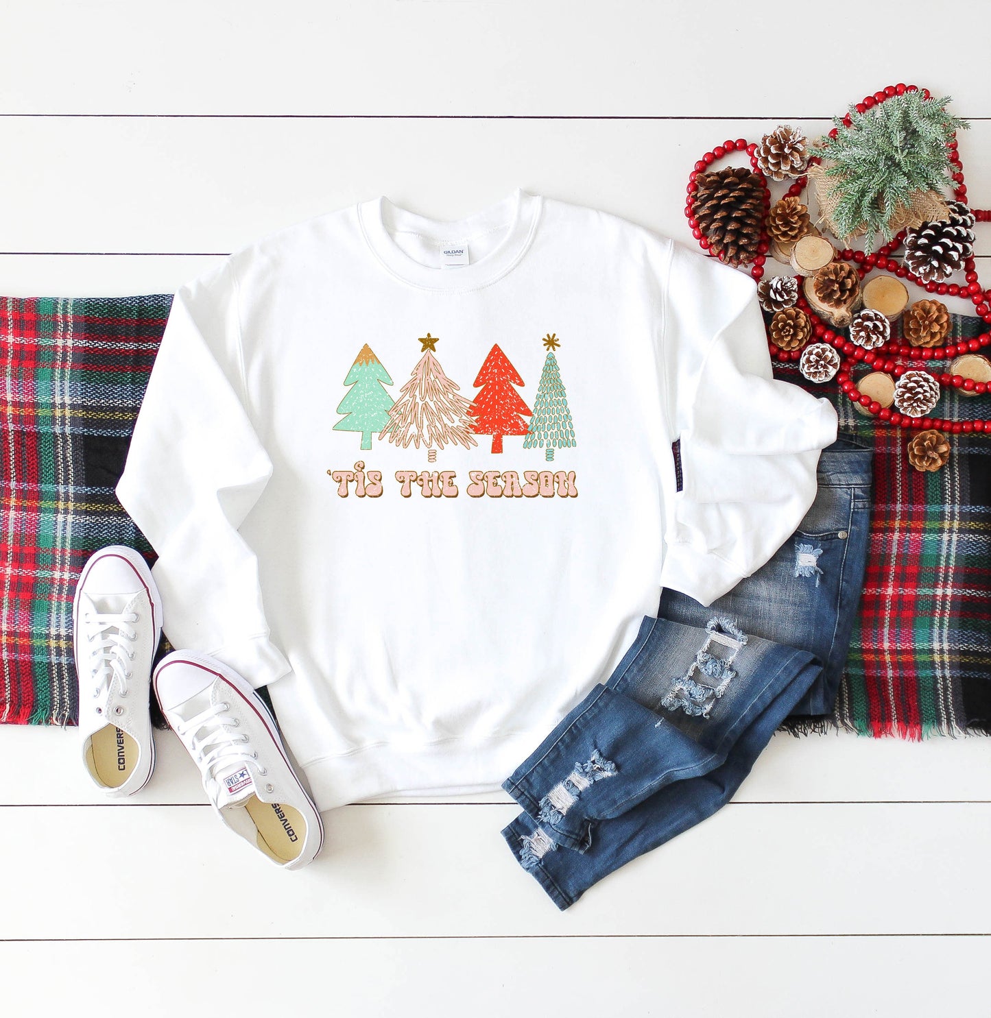 Tis The Season Trees Grunge | Sweatshirt