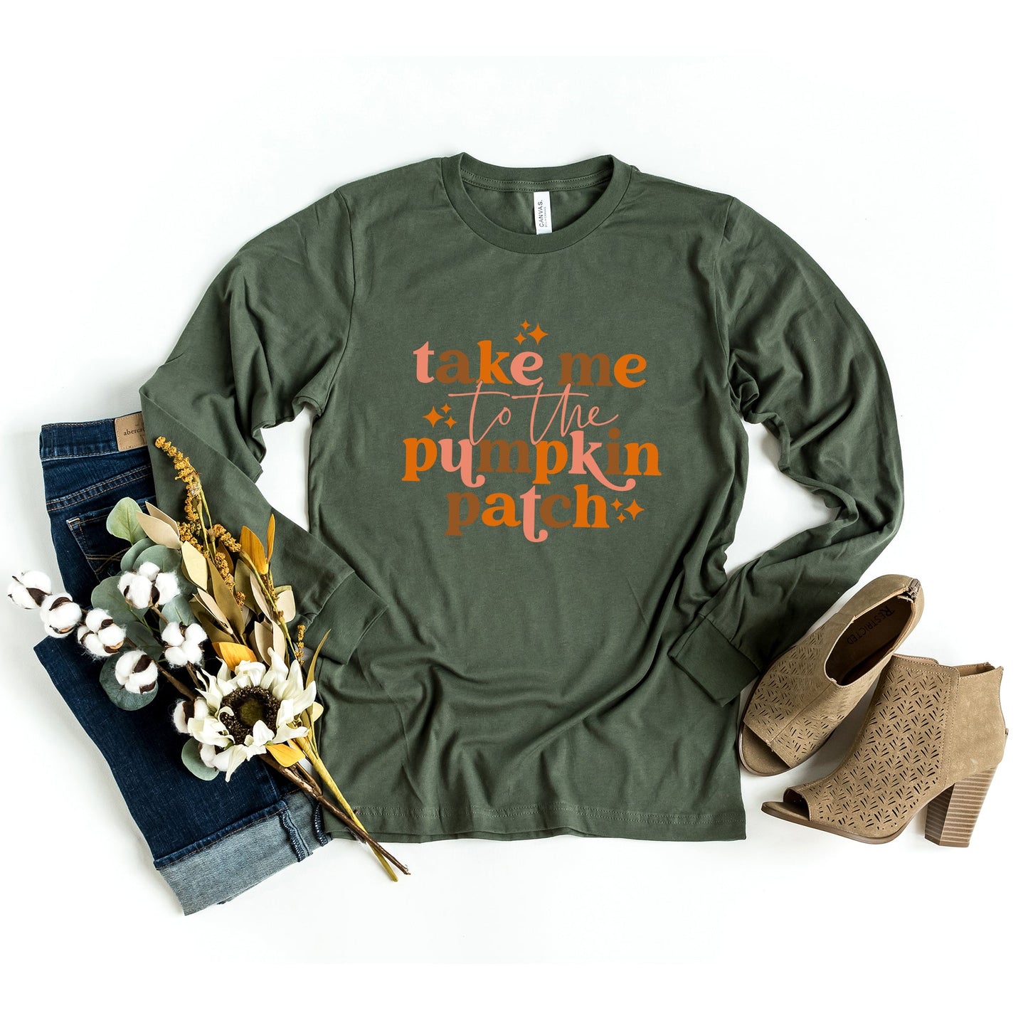 Pumpkin Patch Stars | Long Sleeve Crew Neck