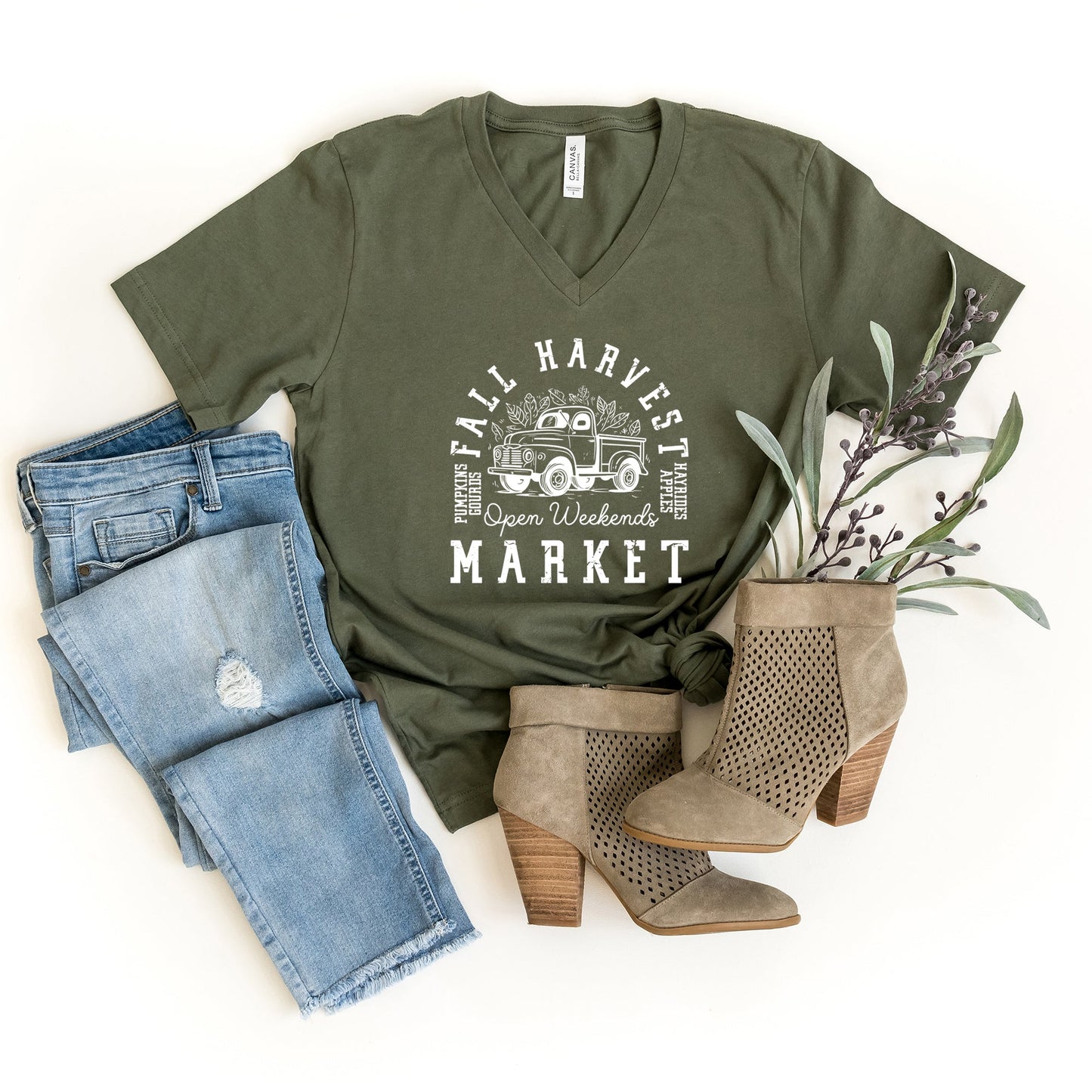 Fall Harvest Market | Short Sleeve V-Neck