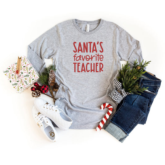 Santa's Favorite Teacher | Long Sleeve Crew Neck