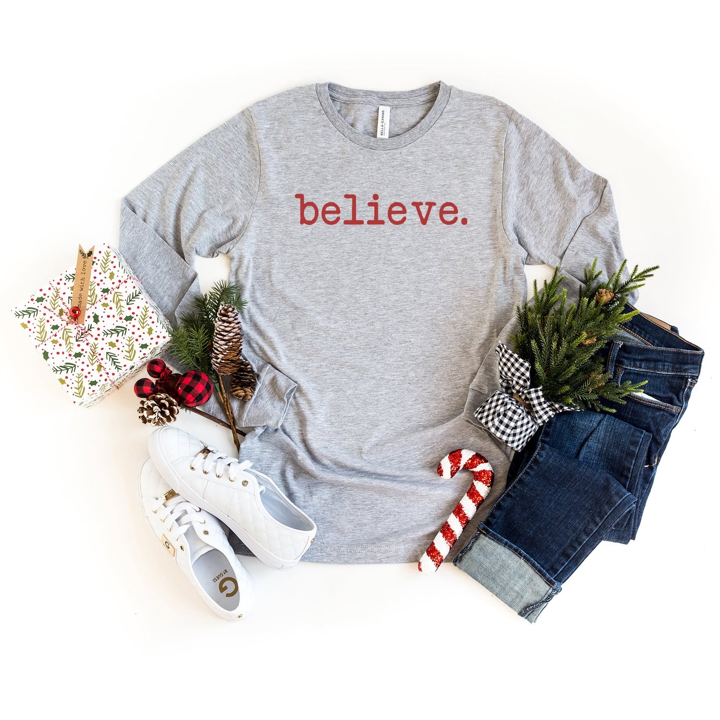 Believe - Typewriter | Long Sleeve Crew Neck