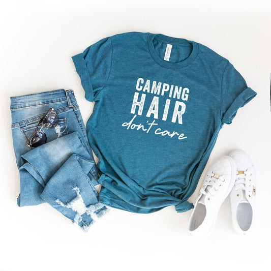 Camping Hair Don't Care  | Short Sleeve Crew Neck