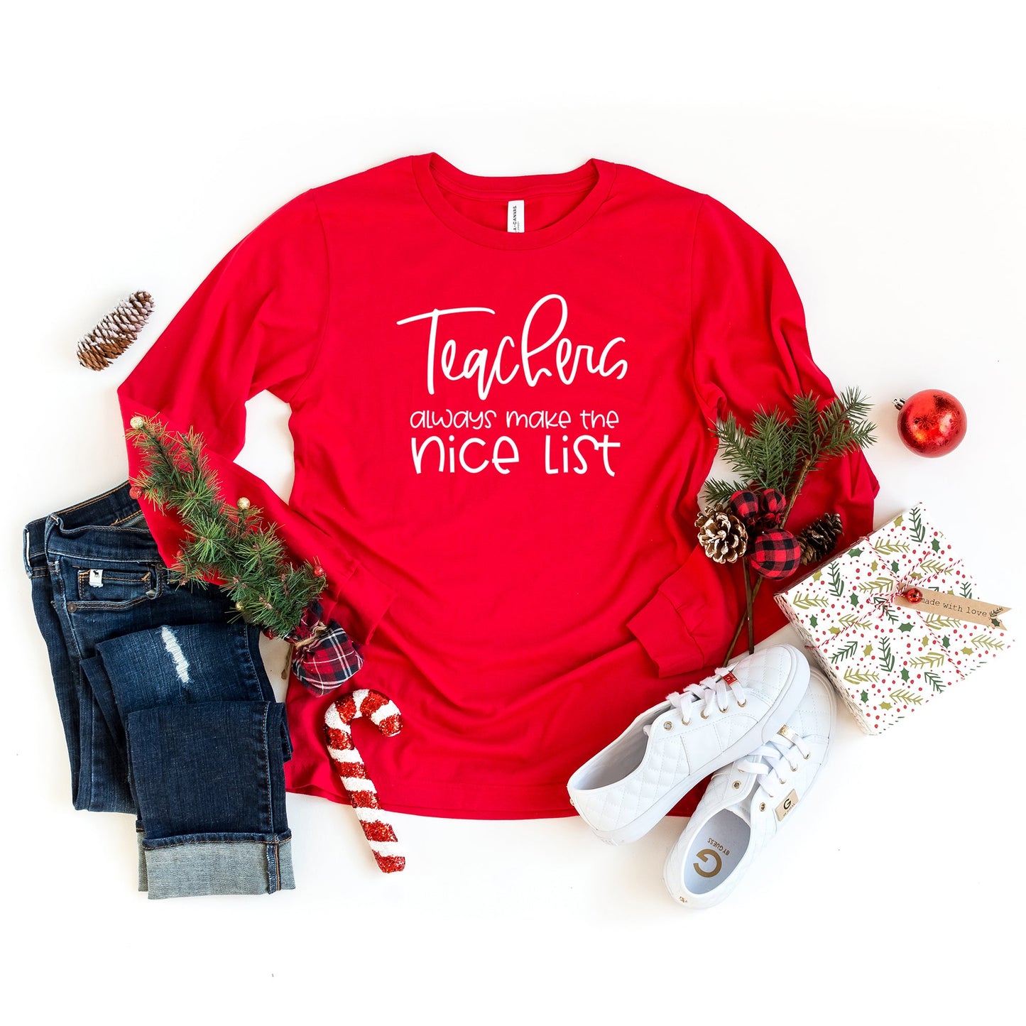 Teachers Always Make the Nice List | Long Sleeve Crew Neck