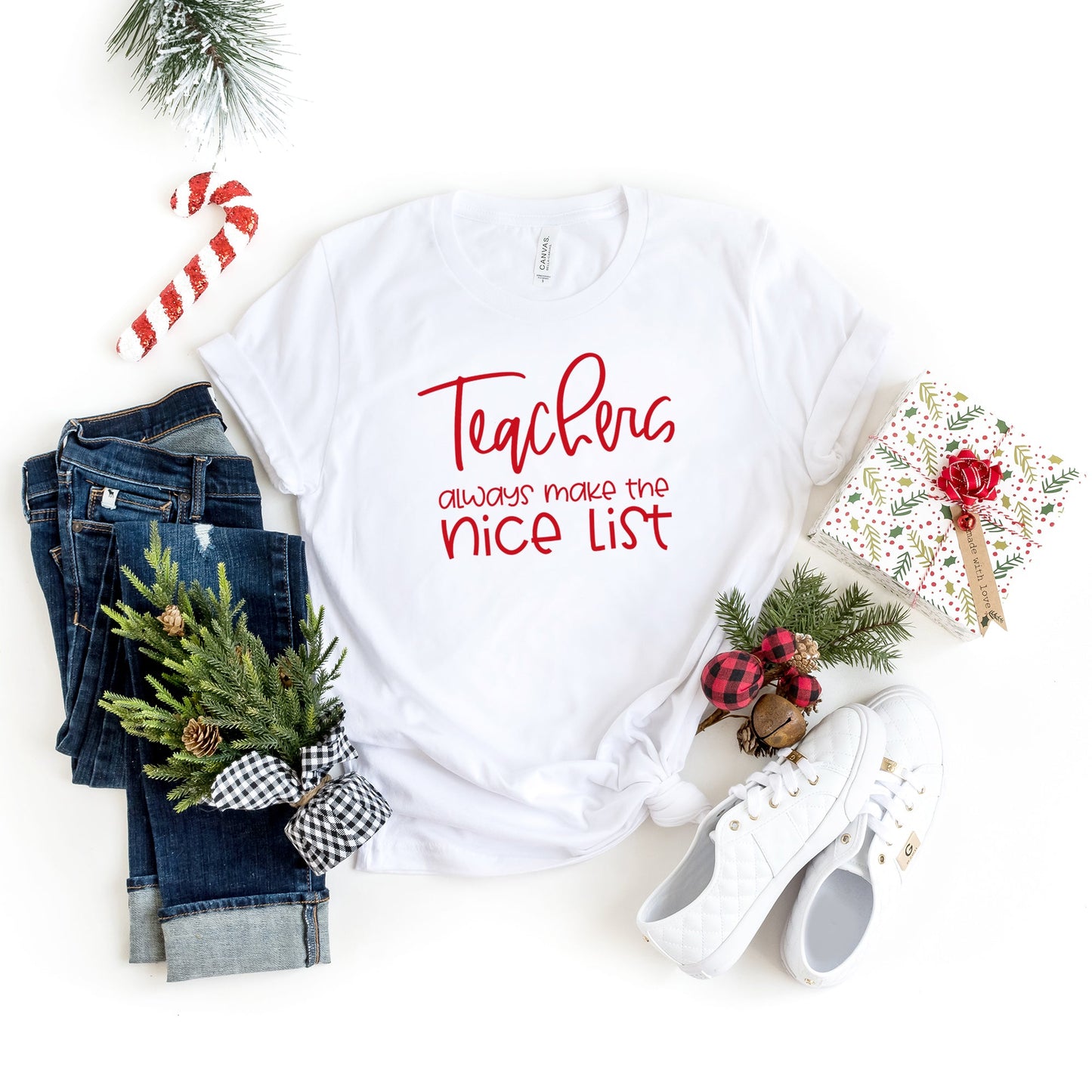 Teachers Always Make the Nice List | Short Sleeve Crew Neck