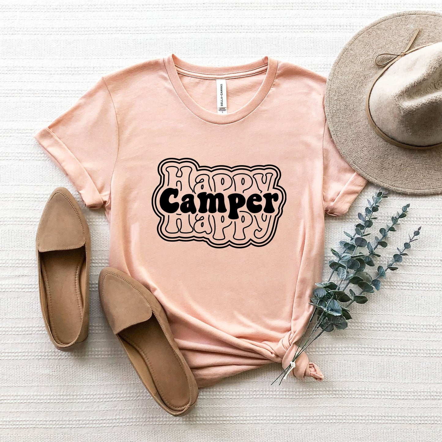 Happy Camper Stacked | Short Sleeve Crew Neck