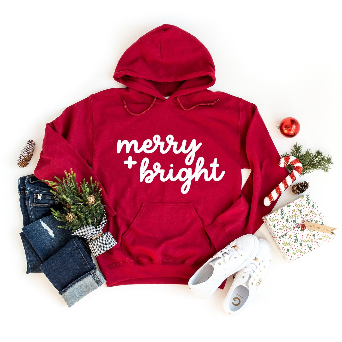 Merry And Bright Bold Cursive | Hoodie