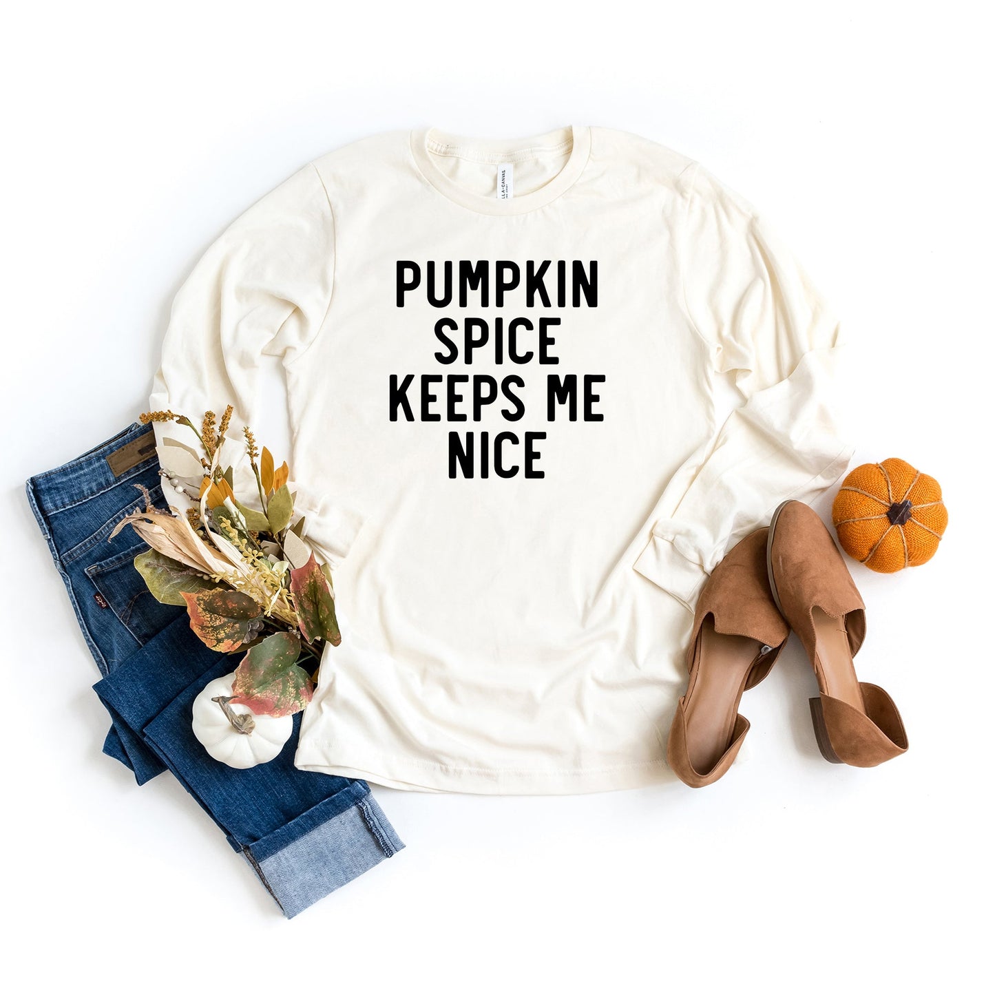 Pumpkin Spice Keeps Me Nice | Long Sleeve Crew Neck