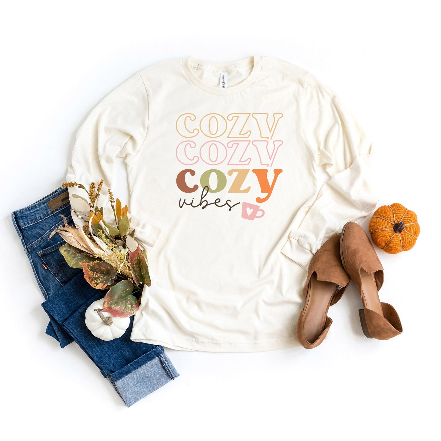 Cozy Vibes Stacked | Long Sleeve Crew Neck