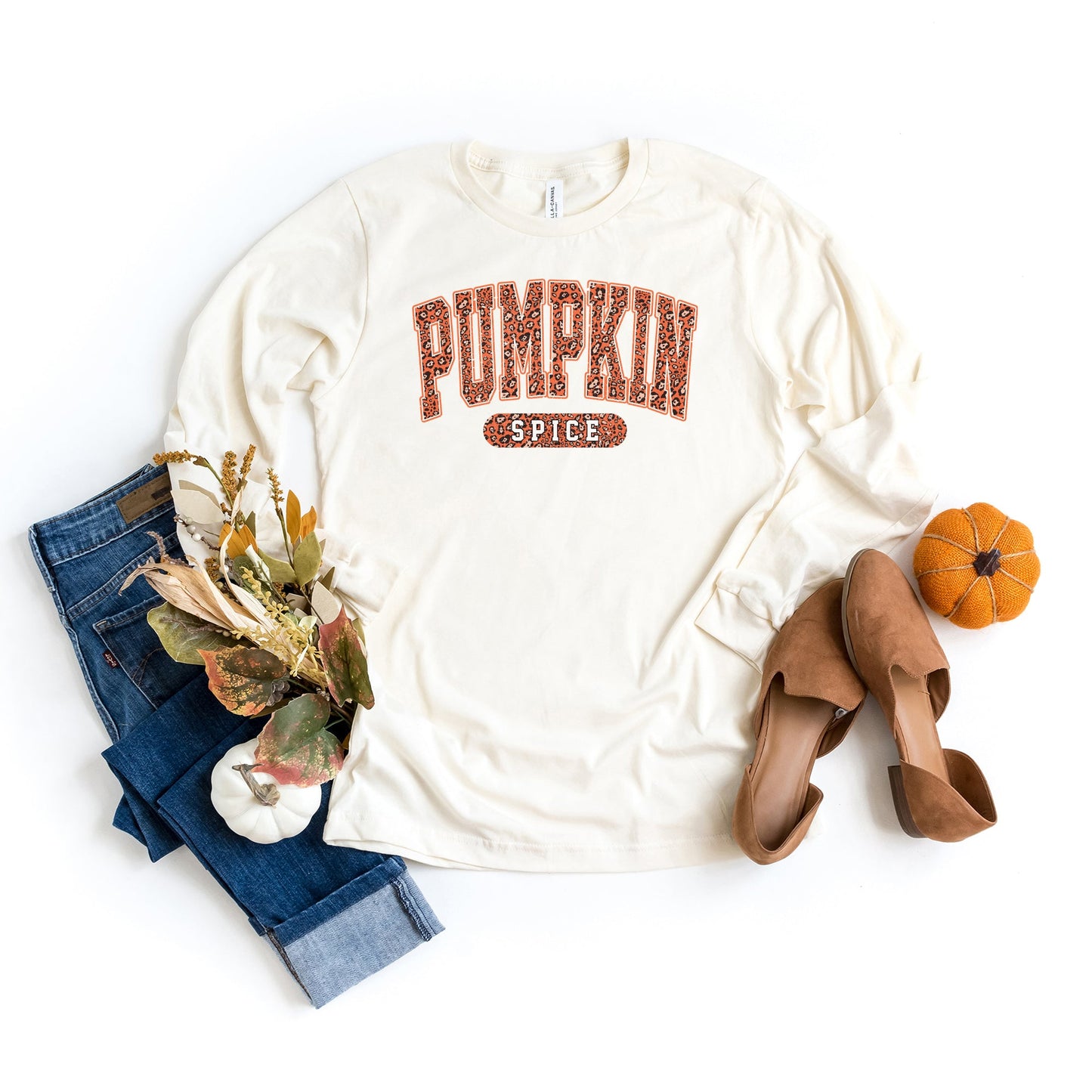 Leopard Pumpkin Spice | Long Sleeve Crew Neck