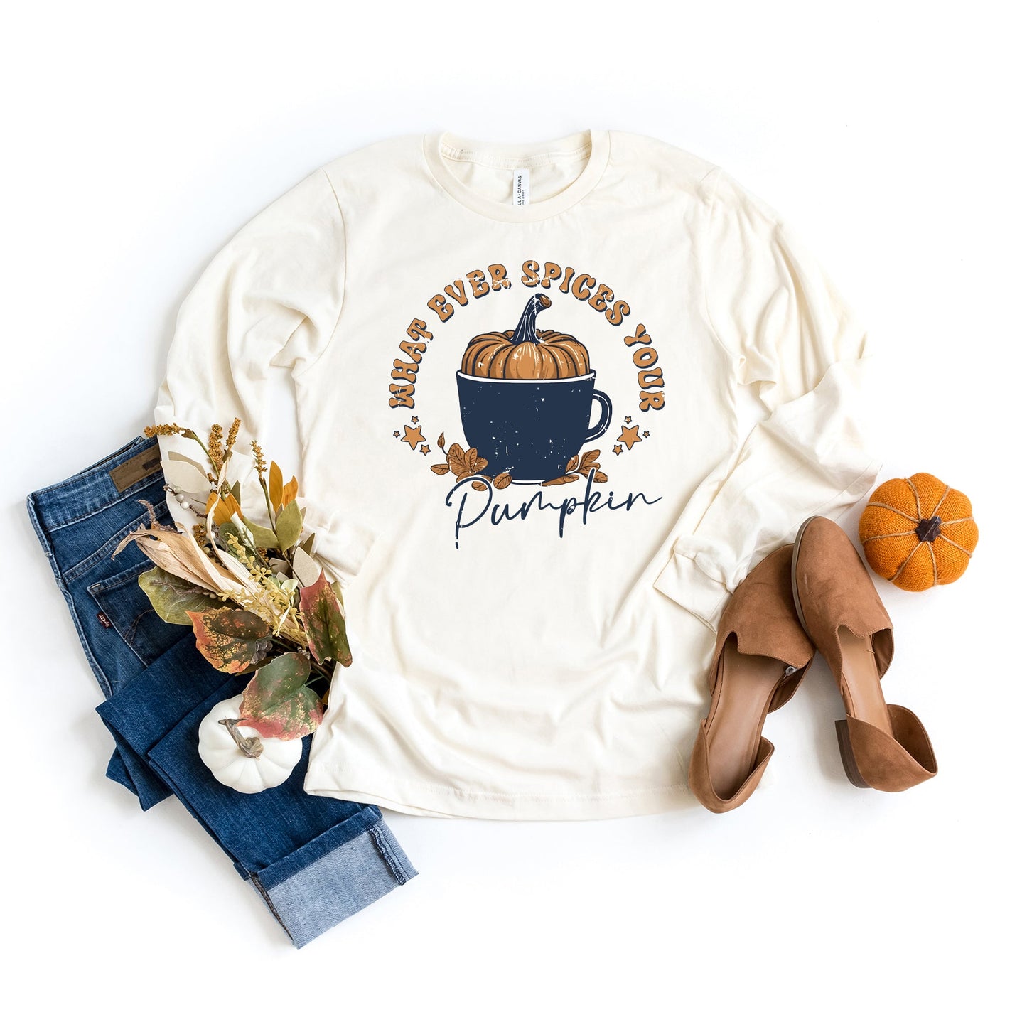 Whatever Spices Your Pumpkin Mug | Long Sleeve Crew Neck