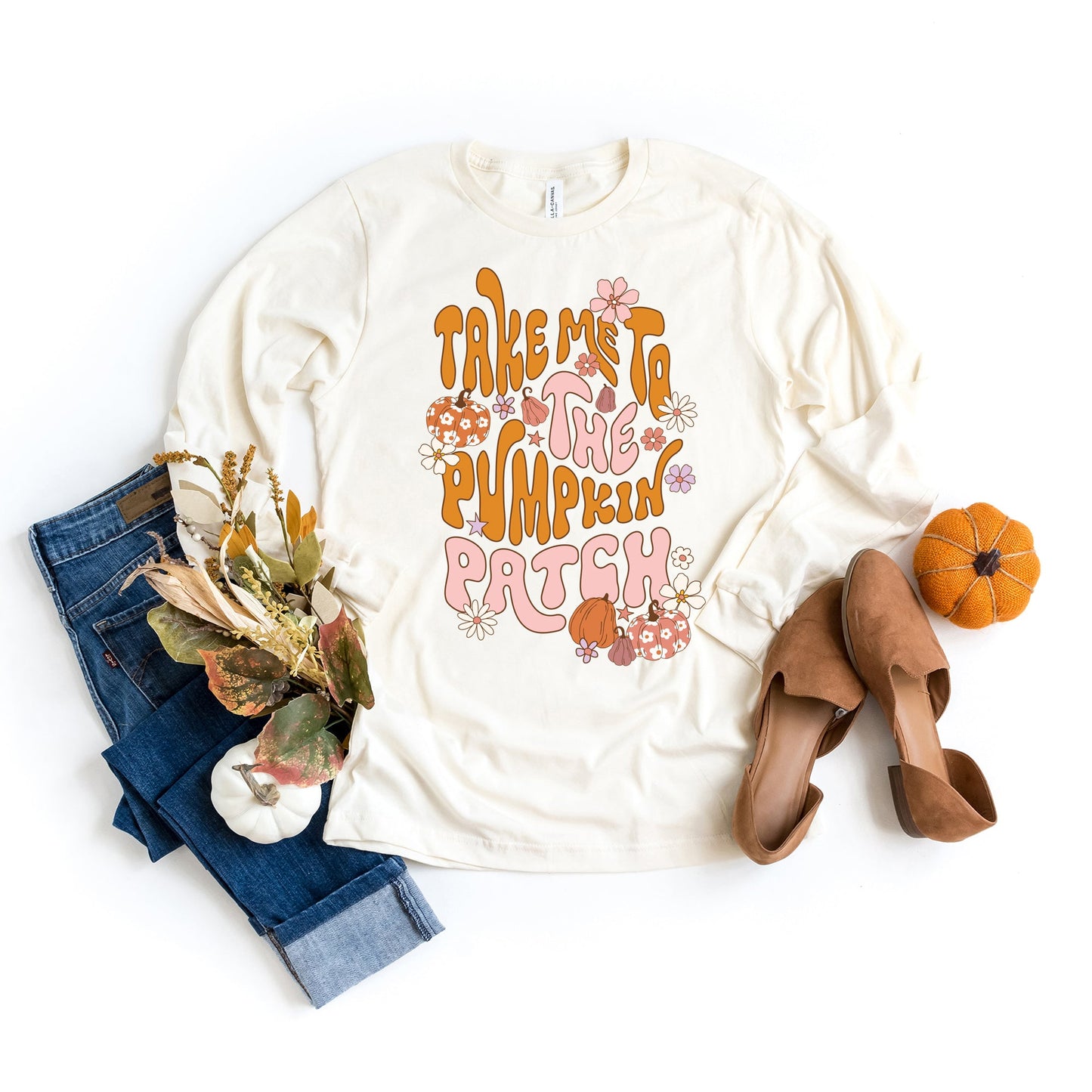 Take Me To The Pumpkin Patch Flowers | Long Sleeve Crew Neck