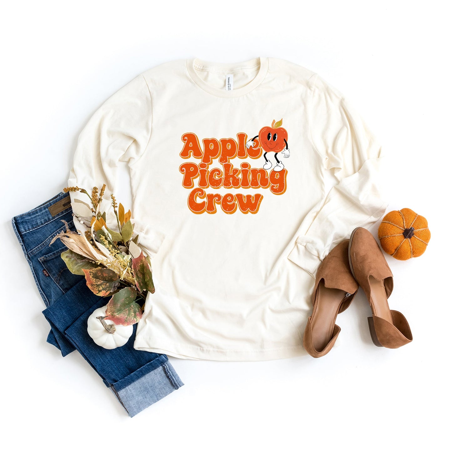 Retro Apple Picking Crew | Long Sleeve Crew Neck