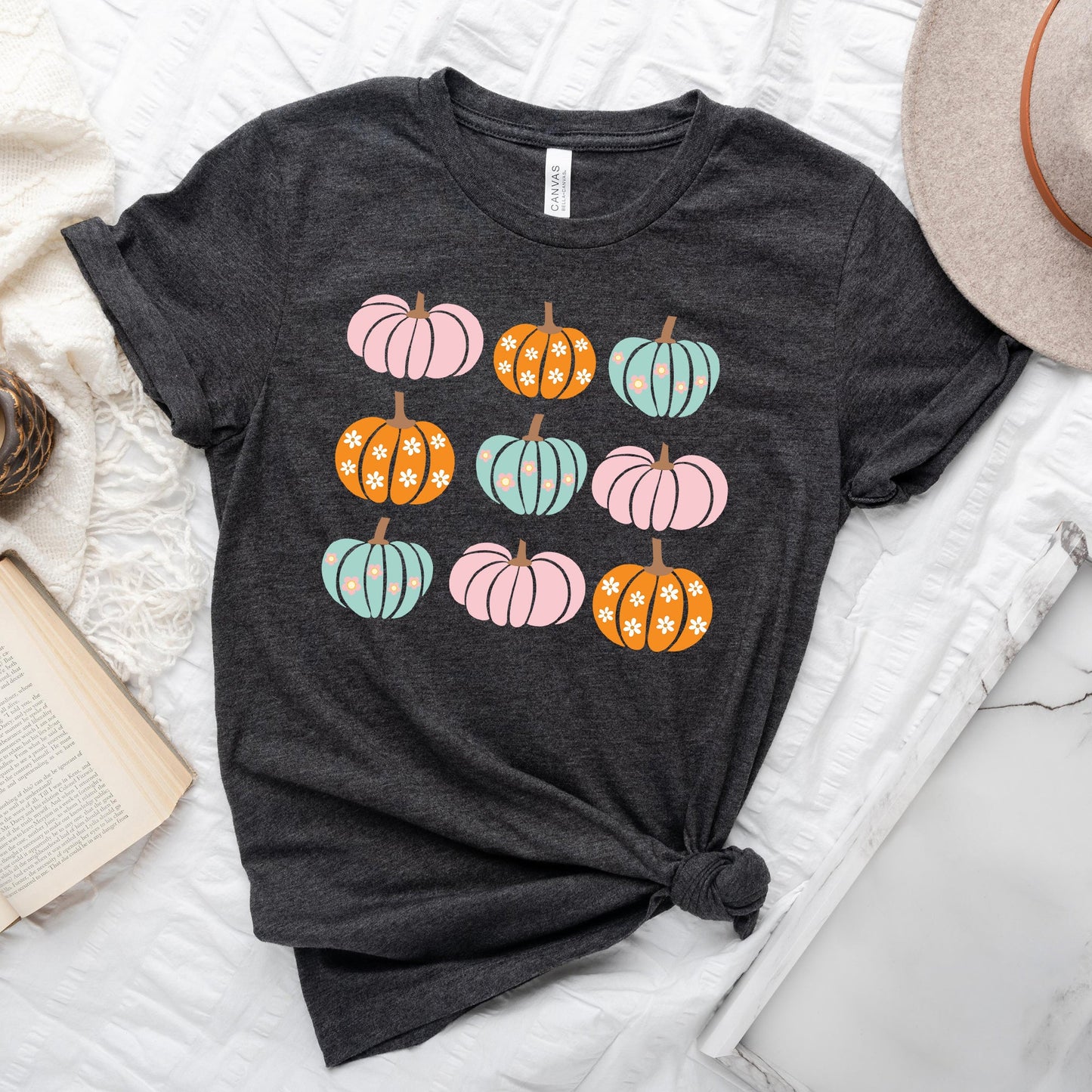 Floral Pumpkins Chart | Short Sleeve Crew Neck